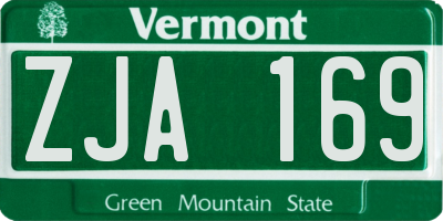 VT license plate ZJA169