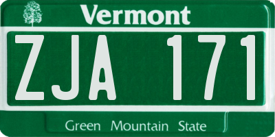 VT license plate ZJA171