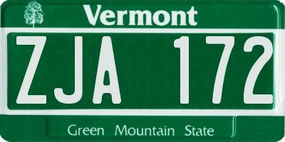 VT license plate ZJA172