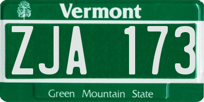 VT license plate ZJA173