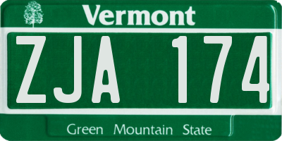 VT license plate ZJA174