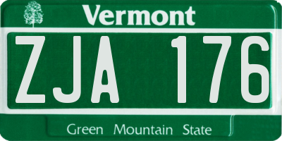 VT license plate ZJA176