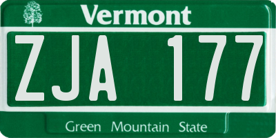 VT license plate ZJA177