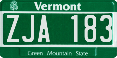 VT license plate ZJA183