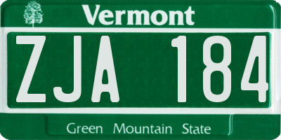 VT license plate ZJA184