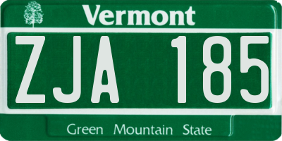 VT license plate ZJA185