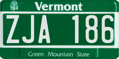 VT license plate ZJA186