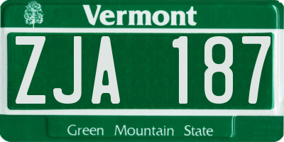 VT license plate ZJA187