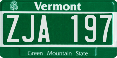 VT license plate ZJA197