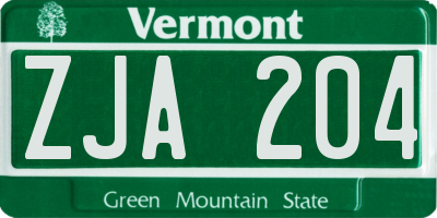 VT license plate ZJA204