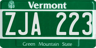 VT license plate ZJA223