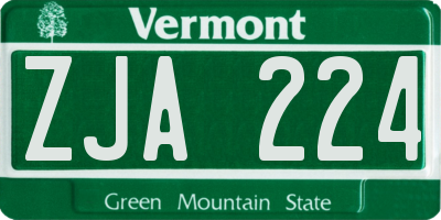 VT license plate ZJA224