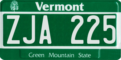 VT license plate ZJA225