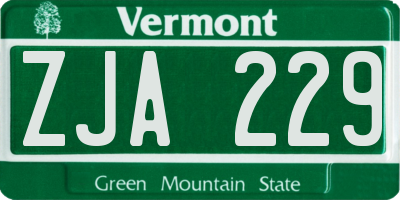 VT license plate ZJA229