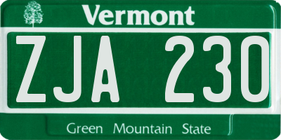 VT license plate ZJA230