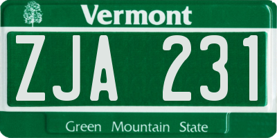 VT license plate ZJA231