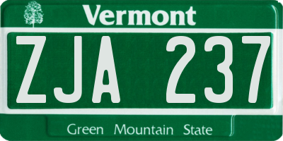 VT license plate ZJA237