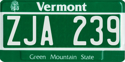 VT license plate ZJA239