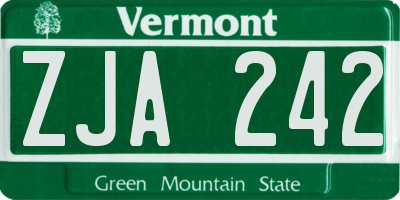 VT license plate ZJA242