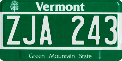 VT license plate ZJA243