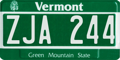VT license plate ZJA244