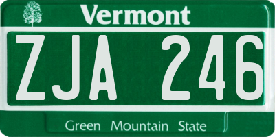 VT license plate ZJA246