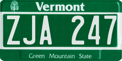 VT license plate ZJA247