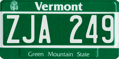 VT license plate ZJA249
