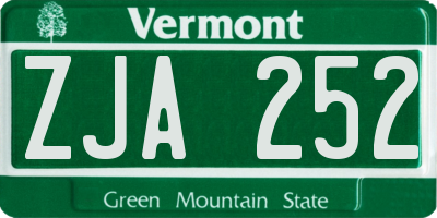 VT license plate ZJA252
