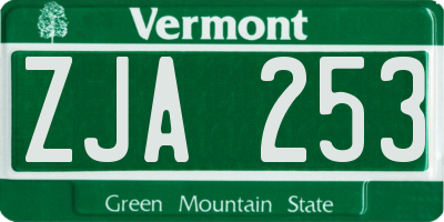 VT license plate ZJA253