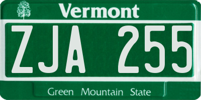VT license plate ZJA255
