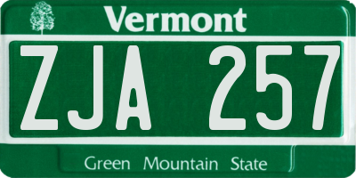 VT license plate ZJA257