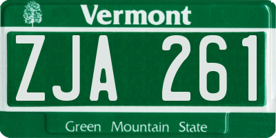 VT license plate ZJA261