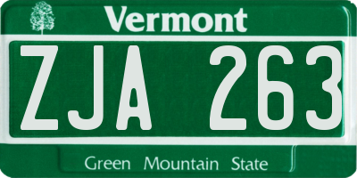 VT license plate ZJA263