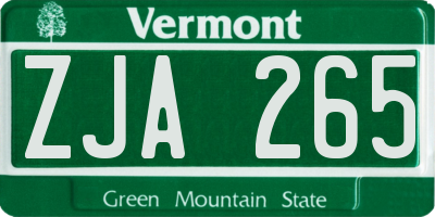 VT license plate ZJA265