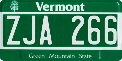 VT license plate ZJA266