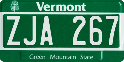 VT license plate ZJA267