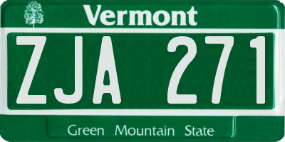 VT license plate ZJA271