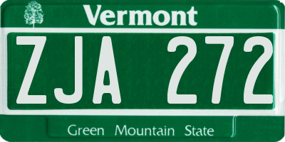 VT license plate ZJA272