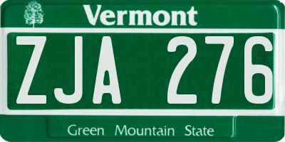 VT license plate ZJA276