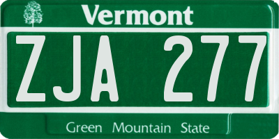 VT license plate ZJA277