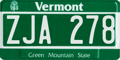VT license plate ZJA278