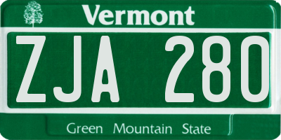 VT license plate ZJA280