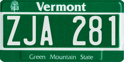 VT license plate ZJA281