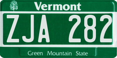 VT license plate ZJA282