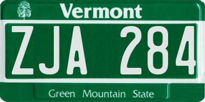 VT license plate ZJA284