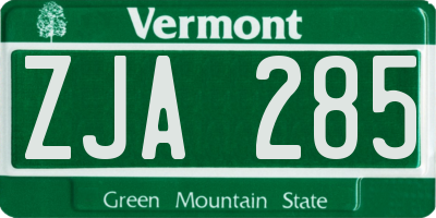 VT license plate ZJA285
