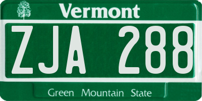 VT license plate ZJA288
