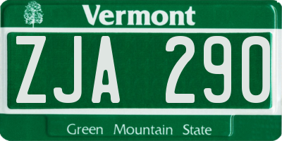VT license plate ZJA290