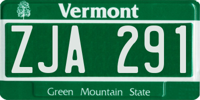 VT license plate ZJA291